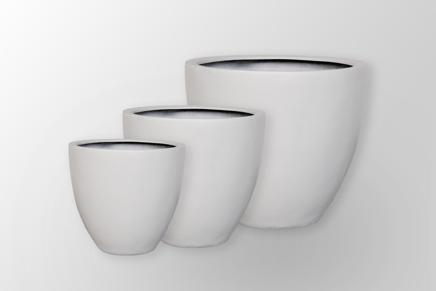 Smooth white planters, PS surface